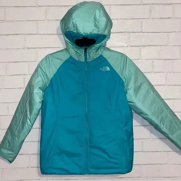 THE NORTH FACE $120 Reversible Perseus Jacket Girls 14-16 Blue / Green EUC - Picture 3 of 15